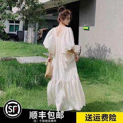 Hanfu 2019 hè mới sườn xám giữa váy dài đứng cổ áo phụ nữ cải tiến váy ren hàng ngày - Váy dài đầm dài qua gối