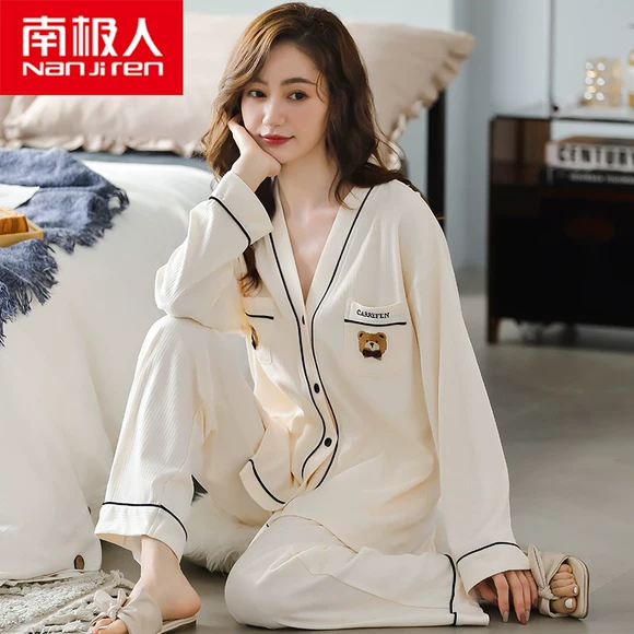 Bộ đồ ngủ nam ngắn tay mùa hè cotton mùa xuân và mùa thu hoạt hình mùa hè thiếu niên cotton mỏng nam dịch vụ tại nhà - Bộ Pajama pijama nam