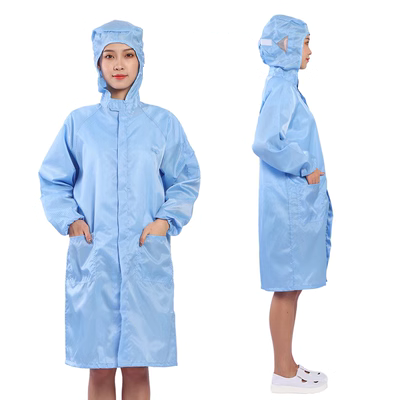 Áo chống tĩnh điện quần áo phòng sạch có mũ trùm đầu chống tĩnh điện, quần áo bảo hộ cỡ cho nam và nữ, quần áo chống tĩnh điện, quần áo phòng sạch