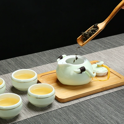 Ấm siêu tốc Cup Ấm trà gốm Kung Fu Bộ trà Một nồi Hai ly Văn phòng di động Bộ trà du lịch Logo tùy chỉnh - Trà sứ ly thủy tinh uống trà