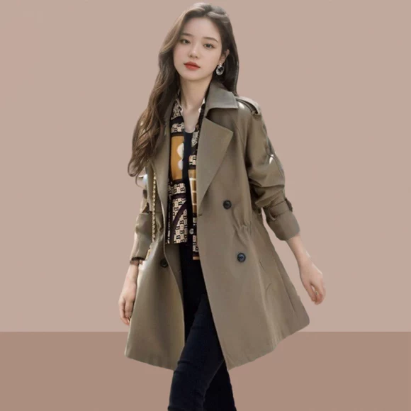 Quần áo Handu 2019 mùa thu mới của phụ nữ phiên bản Hàn Quốc của áo sơ mi rộng rãi áo gió dài áo chống gió - Trench Coat