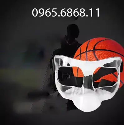 Mặt nạ bóng rổ bảo vệ mặt chất liệu nhựa trong suất cao cấp bảo hộ chống chấn thương vùng mặt băng đầu gối bóng chuyền