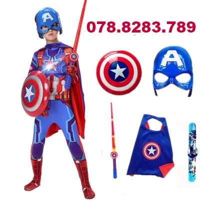 Trẻ em trình diễn Halloween trang phục Captain America Jumpsuit bé trai Người Sắt quần áo mẫu giáo cosplay