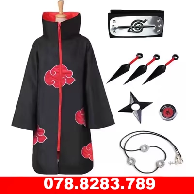 Naruto cos tổ chức Akatsuki quần áo anime áo choàng ngoại vi Sasuke Itachi trang phục Akatsuki áo gió Naruto Sasuke