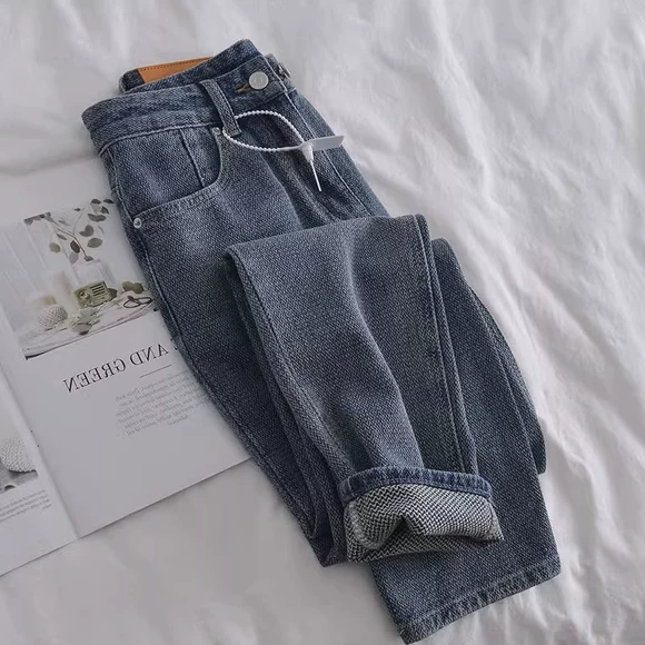 Quần áo Handu 2019 Phụ nữ Hàn Quốc mùa thu mới làn sóng Quần mỏng chân mỏng Quần jeans nữ - Quần jean quần jean đen nữ