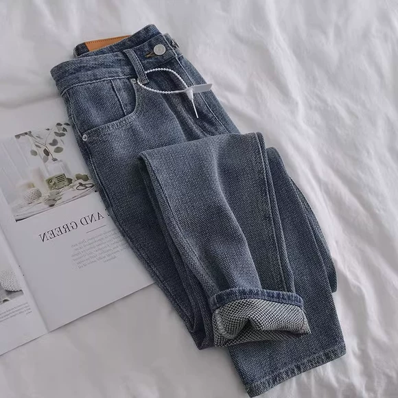 Quần áo Handu 2019 Phụ nữ Hàn Quốc mùa thu mới làn sóng Quần mỏng chân mỏng Quần jeans nữ - Quần jean