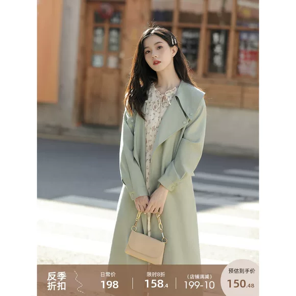 Áo gió nữ nữ dài phần 2018 mùa thu nữ mới khí tính Hàn Quốc thời trang áo khoác rộng đến đầu gối - Trench Coat áo khoác mùa đông nữ