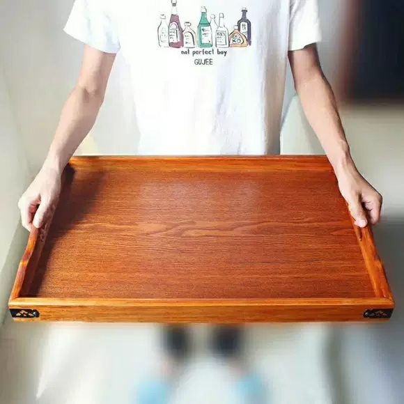 Bánh pizza kiểu Nhật Bản đĩa gỗ tấm cốc hình chữ nhật khay retro hộ gia đình khay trà tấm bánh mì bảo vệ môi trường tấm gỗ