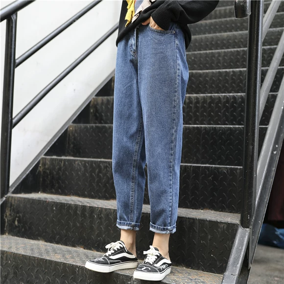 Quần jeans nữ 2017 mới có quần lửng cạp cao cạp cao Quần yếm nữ Quần lọt khe, quần lọt khe - Quần jean quan jean nu