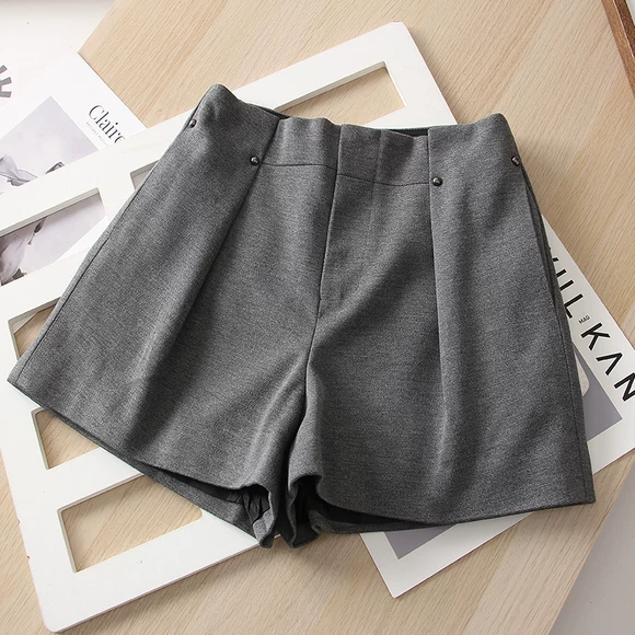 Tide thương hiệu sen nhà phù hợp với khâu sọc băng gai dầu kaki quần short bãi biển quần nam và nữ với cùng một đoạn - Quần short quần lửng nữ hàn quốc
