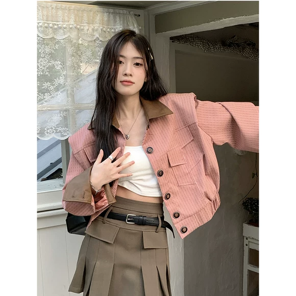 Mùa đông 2018 phiên bản Hàn Quốc của phụ nữ mới giảm tuổi ngọt ngào dây kéo lỏng túi ngắn khâu áo khoác