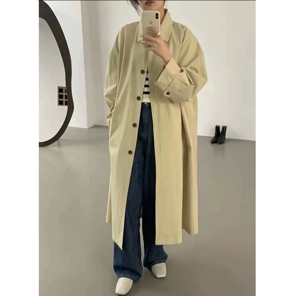 2019 khí chất thời trang nữ phiên bản Hàn Quốc của thời trang lỏng lẻo đã được mẹ gầy trong chiếc áo gió dài phần áo gió - Trench Coat áo cardigan nữ