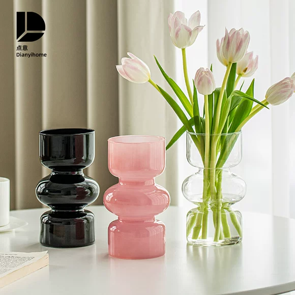 Tre phong phú lớn bình thủy tinh màu xanh hoa hồng lily nước văn hóa hoa cắm hoa trang trí hình lục giác chai - Vase / Bồn hoa & Kệ chum sành trồng cây