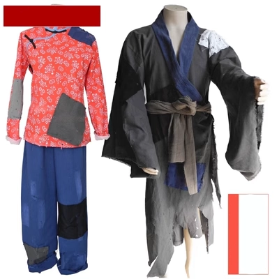 Trang phục ăn xin nữ cổ đại ăn xin ăn xin trang phục biểu diễn rách rưới ăn xin vui Jigong quần áo đầy đủ các miếng vá