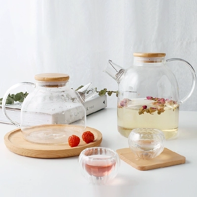 Dày hoa ấm trà trà thủy tinh đặt chịu nhiệt kính ấm trà lạnh ấm công suất lớn nhiệt độ cao chống cháy nổ nồi thủy tinh bộ ấm trà đẹp