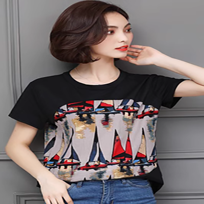 Phụ nữ trung niên của mùa hè ngắn tay T-Shirt cộng với phân bón XL loose bìa belly shirt 30-40 tuổi mẹ quần áo áo dạ trung niên