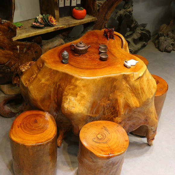 Gỗ rắn trụ gỗ khung trà khay lớn tấm cơ sở khắc trà tấm chân hình bán nguyệt bằng gỗ tròn gỗ khối gỗ đứng hoa - Các món ăn khao khát gốc