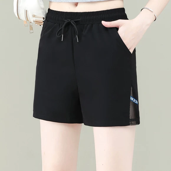 Thu đông mới 2018 Phiên bản Hàn Quốc hoang dã rộng eo cao rộng chân len ống quần kẻ sọc quần short len ​​nữ mặc quần short jean nữ cạp cao