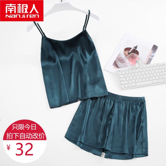 Mùa hè trung niên nam cotton lụa đồ ngủ cha trung niên lỏng lẻo dịch vụ nhà nhân tạo phù hợp với cotton mỏng - Bộ Pajama bộ pijama
