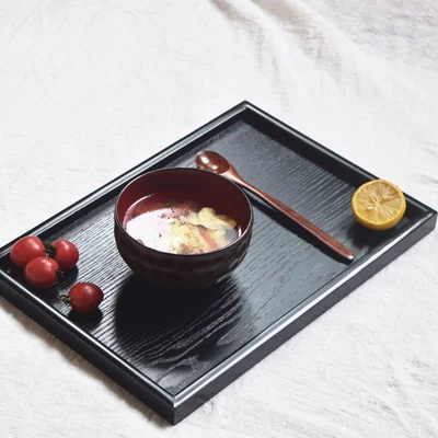 Rắn gỗ đen hình chữ nhật khay màu nâu Châu Âu khay gỗ vườn Nhật Bản tea set khách sạn khay trà khay bánh kẹo gỗ