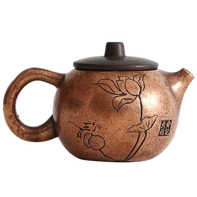 Đồng Handmade Làm dày nồi đồng nhỏ Ấm trà nhỏ Ấm đun nước Trang trí gia đình Retro Kung Fu Bộ ấm trà - Trà sứ