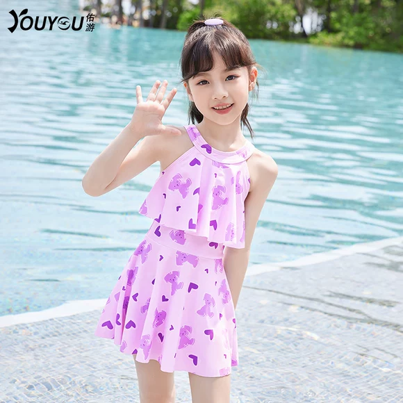 Áo tắm trẻ em Hàn Quốc áo chống nắng dài tay chia eo cao quần che bụng bé gái nhỏ đồ bơi dễ thương Đồ bơi bé - Đồ bơi trẻ em shop quần áo trẻ em