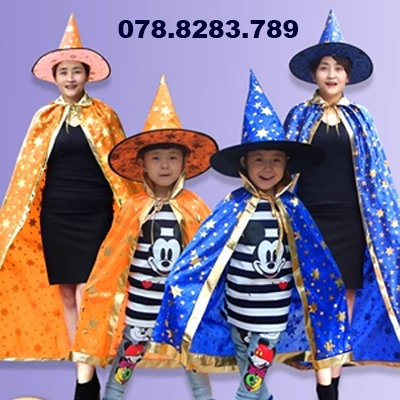 Halloween Áo Choàng Trẻ Em Bé Trai Và Bé Gái Trình Diễn Trang Phục Nhà Ảo Thuật Phù Thủy Áo Choàng Phù Hợp Với Năm Sao Mẫu Giáo Trang Phục