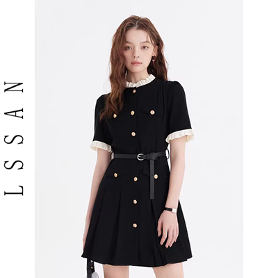 Mùa hè 2019 của phụ nữ kích thước lớn cổ tròn váy mỏng váy dưới váy vest Một từ không tay Hepburn váy đen nhỏ - A-Line Váy