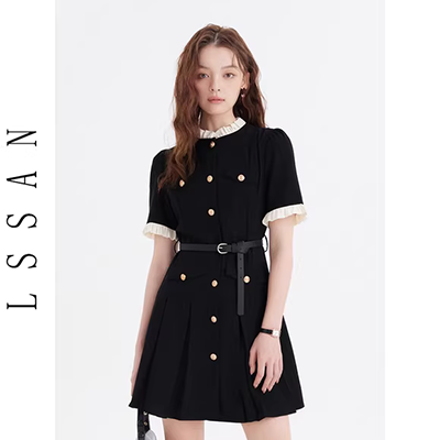 Mùa hè 2019 của phụ nữ kích thước lớn cổ tròn váy mỏng váy dưới váy vest Một từ không tay Hepburn váy đen nhỏ - A-Line Váy váy xoè ngắn