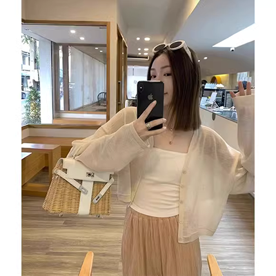 Áo len nữ mùa xuân 2019 mới có sọc dài trong phiên bản dài Hàn Quốc của áo len dệt kim có khóa kéo - Cardigan khoác len