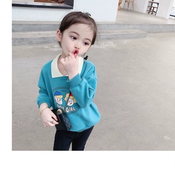 Cô gái mùa thu 2018 mới quần áo hipster thời trang Hàn Quốc trong áo len trẻ em đại dương cho trẻ em mùa xuân và mùa thu hai mảnh quần áo bé trai