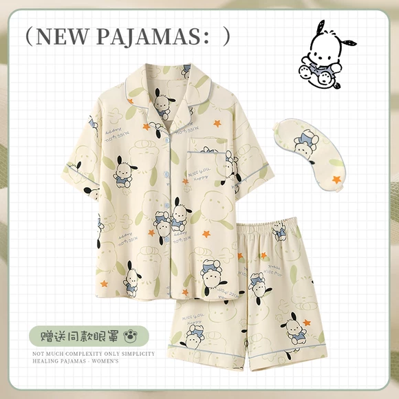 Yu Zhaolin đồ ngủ nam mùa hè mới cotton ngắn tay đôi mẫu đồ ngủ phụ nữ hoạt hình giản dị dịch vụ nhà lỏng - Bộ Pajama bộ mặc nhà đẹp