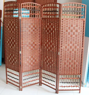 Wicker rơm mục vụ đơn giản hiện đại thủ công rắn gỗ thủ công màn hình phân vùng hiên gấp di động thời trang đơn giản