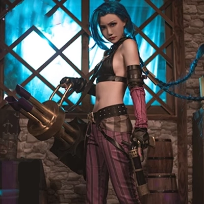 LOL Liên Minh Huyền Thoại cos Jinx, Trận Chiến Hai Thành Phố, Cơn Thịnh Nộ, Cosplay Game Trang Phục Nữ cosplay lol sexy