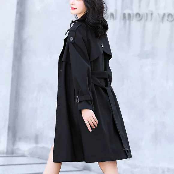 Áo gió nữ Waitmore phần dài phiên bản Hàn Quốc lỏng 2019 áo mới mùa xuân và mùa thu phổ biến áo khoác nữ mùa thu - Trench Coat áo dạ đẹp