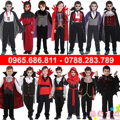 Halloween trẻ em cosplay hóa trang trình diễn trang phục bé trai kinh dị quỷ ma cà rồng tính trang phục