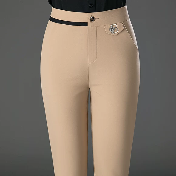Quần legging cạp cao mm200 eo cao mặc phụ nữ chân nhỏ cộng với phân bón XL quần skinny màu đen skinny mùa thu quần suông ống rộng nữ