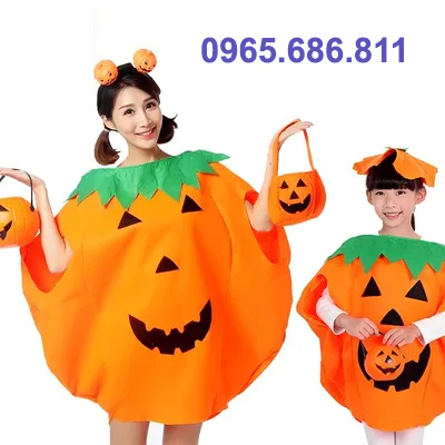 thoi trang haloween Bí ngô Halloween trang phục mẫu giáo cha mẹ-con hoạt động biểu diễn trang phục cosplay Đảng không dệt trang phục bí ngô makeup halloween dễ thương