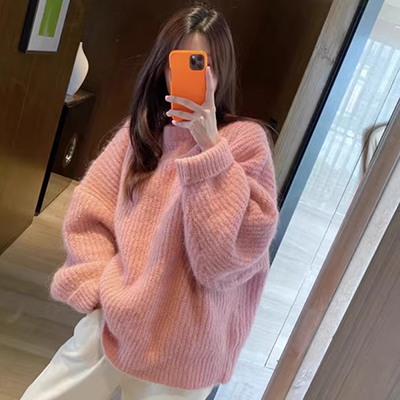 Áo len cổ lọ nữ mùa thu đông mới phiên bản Hàn Quốc mới của bộ áo len dài tay ngắn đoạn liền áo len dày màu áo khoác cardigan nữ mỏng
