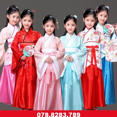 Trang phục trẻ em cổ tích váy Hanfu công chúa hoàng phi cải tiến cô bé ảnh phòng thu hiệu suất ảnh trình diễn múa trang phục