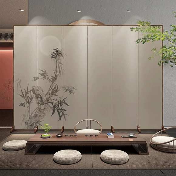Màn hình gấp màn hình phòng khách đơn giản hiện đại Trung Quốc đơn giản sức khỏe văn phòng rắn gỗ vải vách ngăn di động