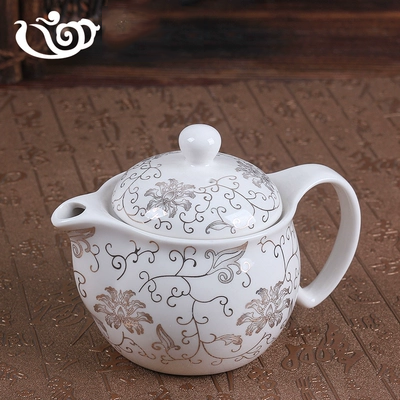 Bộ ấm trà bằng gốm lớn Bộ nồi Kung Fu Bộ bộ tách trà Garden Hill Nước màu xanh và trắng Bộ lọc sứ Ấm trà - Trà sứ