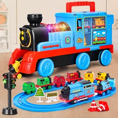 Mô phỏng đường ray xe lửa bộ đồ chơi trẻ em bé trai ô tô hợp kim 4 mô hình 6 bé 2 xếp hình 3 tuổi