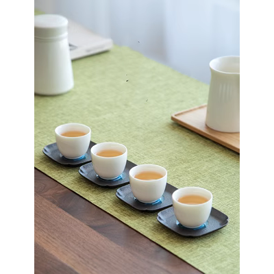 Ông Nanshan Point màu xanh coaster vẽ tay men Kung Fu bộ trà trà phụ kiện trà khay khay khay trà pad nhà - Trà sứ