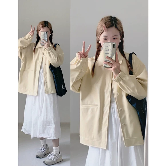 Phiên bản mới của Hàn Quốc của áo khoác len nữ mùa thu mỏng phần ngắn màu rắn đôi áo ngực bảy điểm tay áo len dmh áo khoác nữ chống nắng