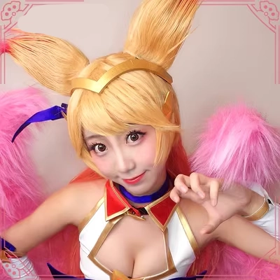 [Noki] LOL Liên Minh Huyền Thoại Ahri cos Tóc Giả Phép Thuật Cô Gái Ngôi Sao Người Giám Hộ Cosplay Tóc Giả