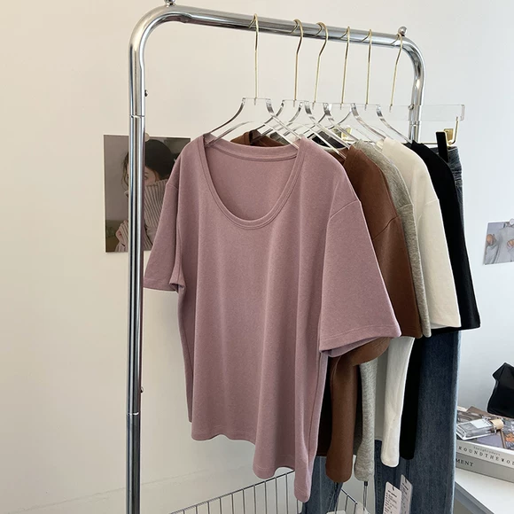 Kích thước lớn của phụ nữ mới micro fat mm màu rắn cộng với áo ren cashmere Han Fan hoang dã ấm áp 2018 thu đông áo thun trắng nữ