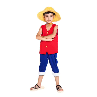 One Piece ONE PIECE Cosplay Luffy Thế Hệ Bộ Trẻ Em Mùa Hè Mũ Rơm