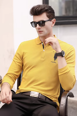 Áo thun cotton dài tay mới có xu hướng ve áo xu hướng từ bi kinh doanh giản dị Paul nam chạm đáy áo sơ mi Polo S áo có cổ