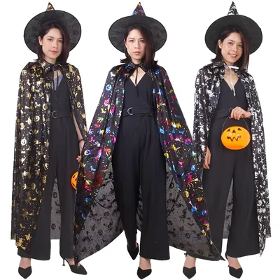 a halloween Trang phục Halloween trẻ em cos áo choàng ma thuật cho bé trai và bé gái, khăn choàng năm sao cha mẹ và con cái, áo choàng phù thủy người lớn sát nhân halloween